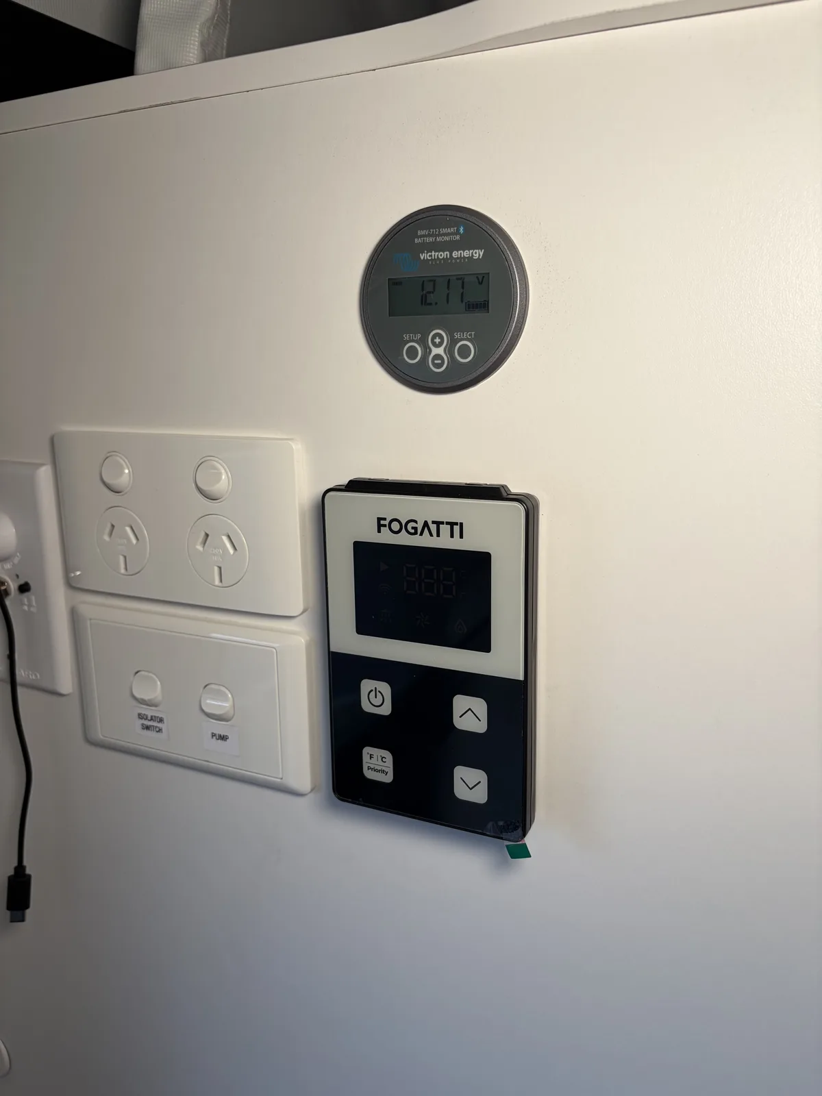 Victron battery monitor and Fogatti controller panel